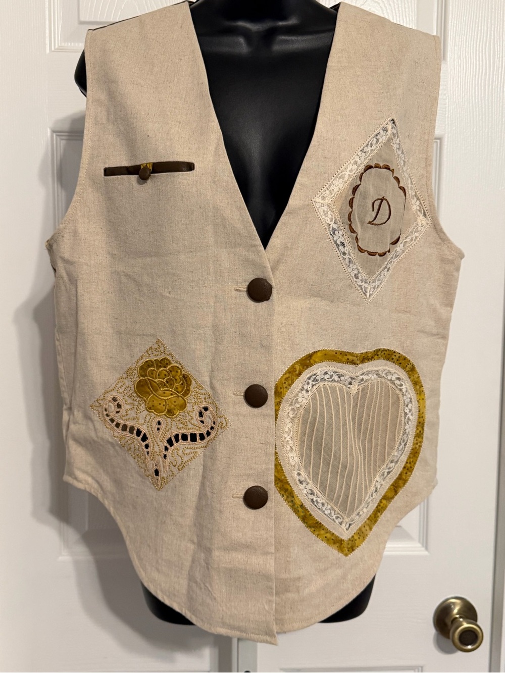 Handmade Monogram Letter D Vest See Measurements